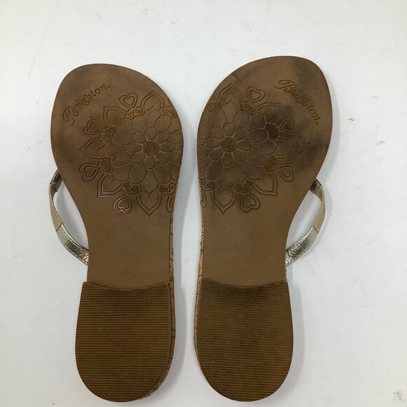 Brighton women's sandals 8.5 M flipflop silver metal cork charm - Picture 4 of 5